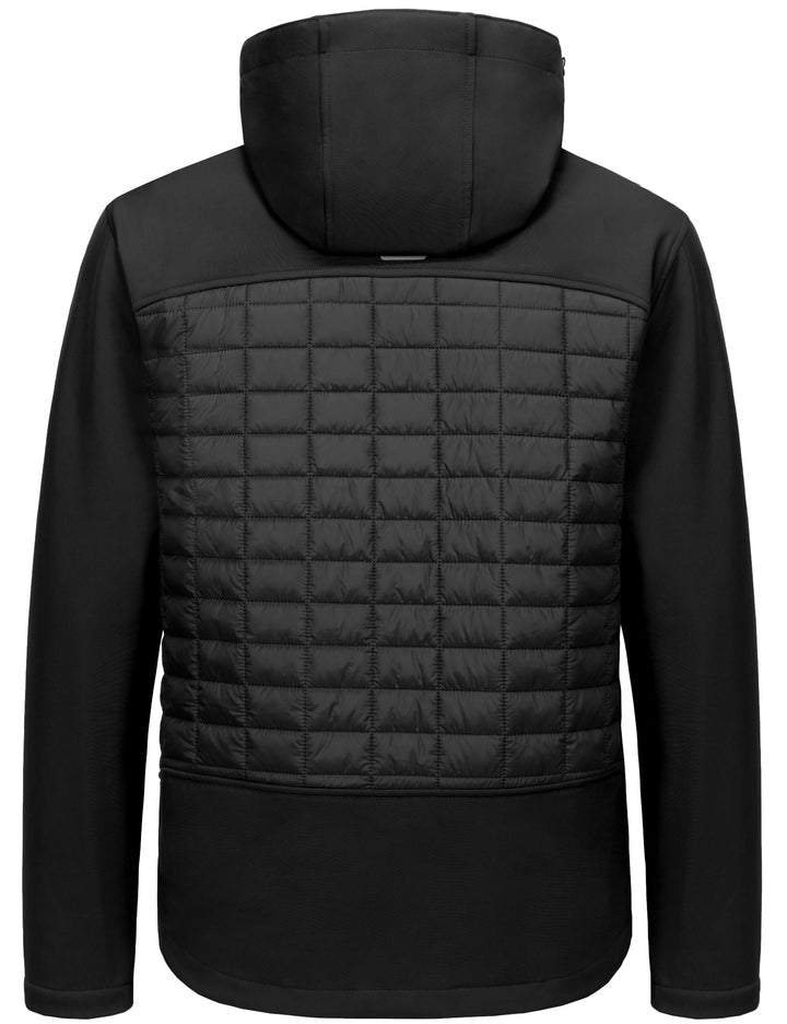 Men's Lightweight Insulated Hybrid Jacket for Hiking Running Ski Thermal Warm with Removable Hood MP-US-DK