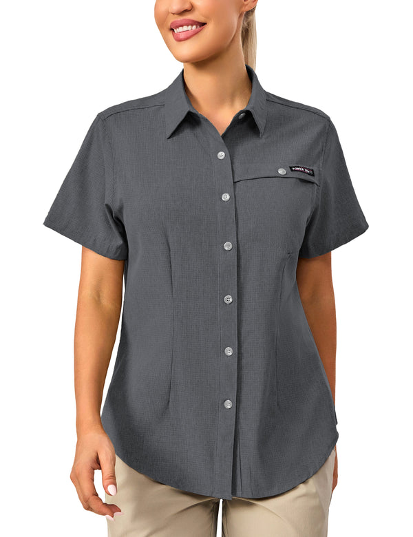 Women's UPF 50+ Short Sleeve Shirt,  Air-Holes Fishing Hiking Shirt