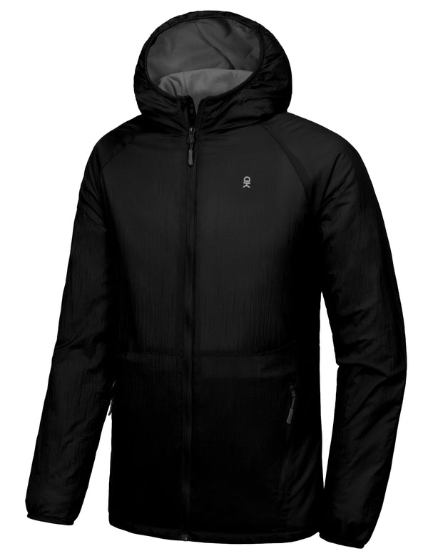 Men's Windproof Warm Lightweight Hooded Jacket with Recycled Insulation MP US-DK