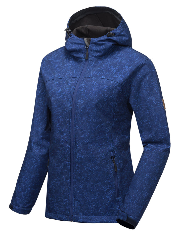 Women's Softshell Jacket Hooded Windproof Fleece Lined Jackets YZF US-DK
