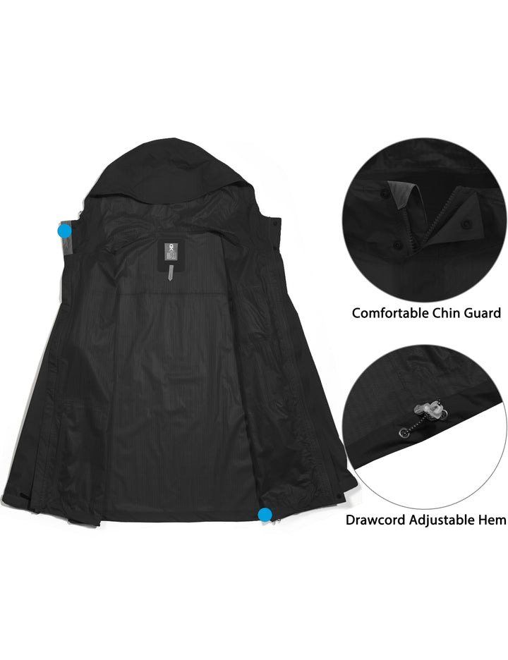 Men's Lightweight Waterproof Rain Jacket Coat,  Windbreaker with Hood MP-US-DK
