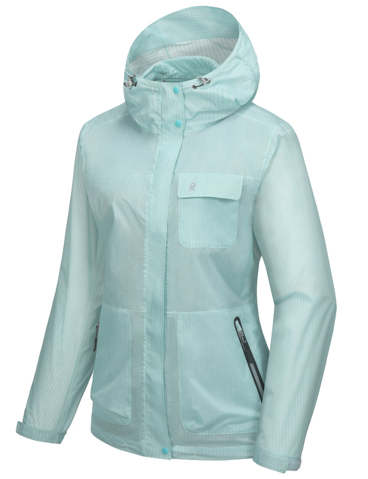 Women's Waterproof Rain Jacket Hooded Lightweight Raincoat MP-US-DK