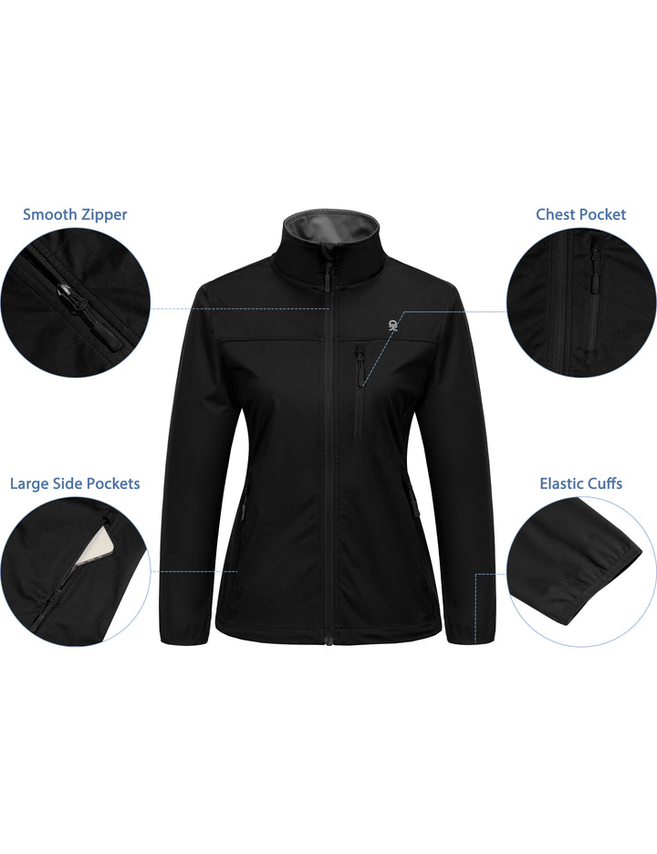 Women's Lightweight Softshell Jacket Windbreaker for Travel, Hiking, Water Repellent MP-US-DK