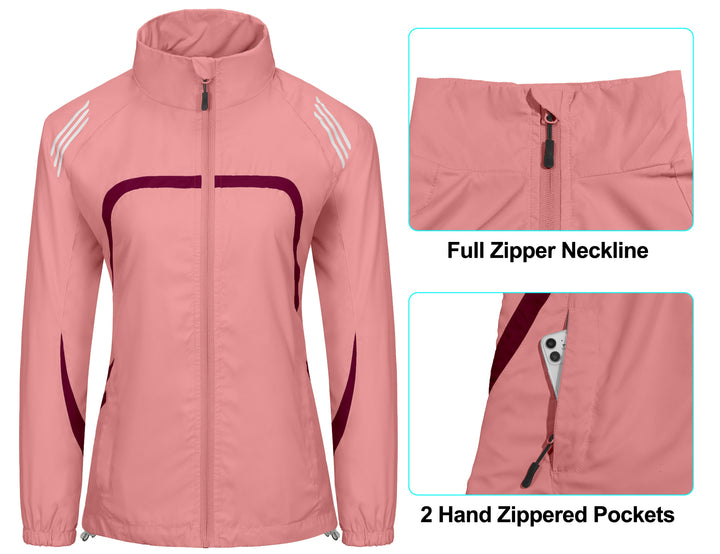 Women Running Jacket 2 Pieces Set, Full Zip Track Sports Suits for Cycling MP-US-DK