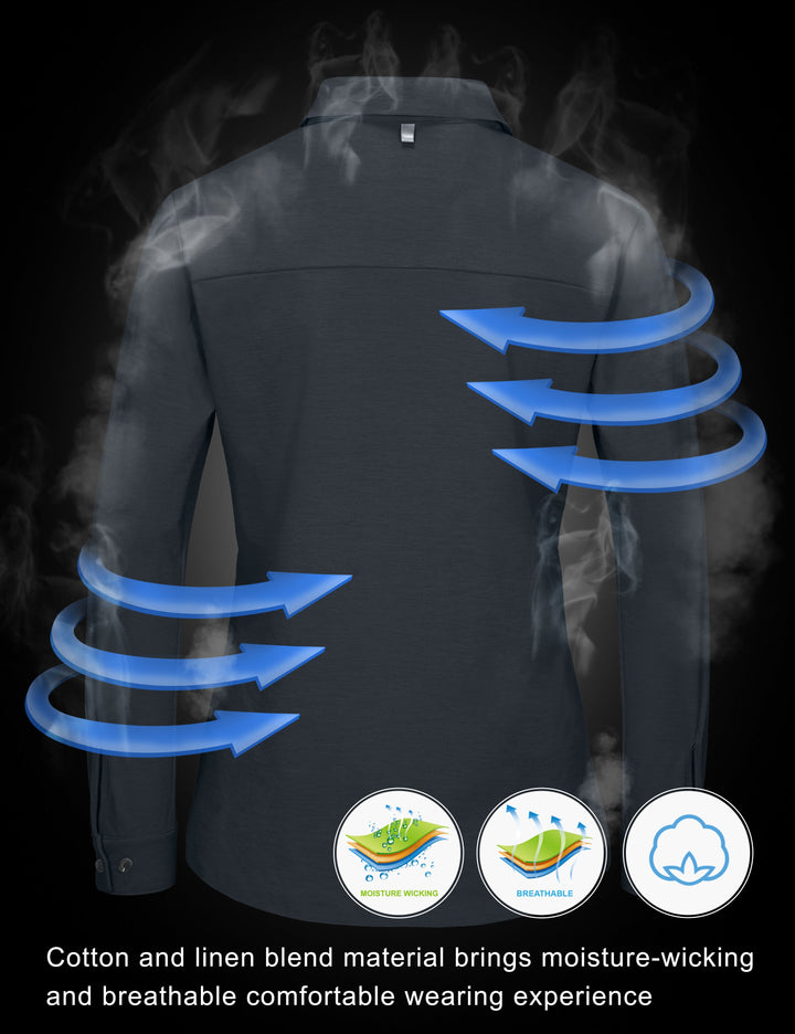 Women's UPF 50+ UV Protection Shirts, Long Sleeve Tops for Fishing, Hiking MP-US-DK