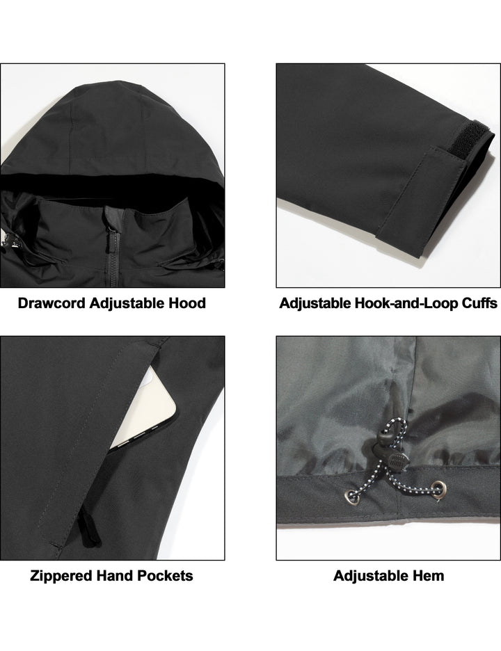 Women's Waterproof Rain Jacket Lightweight Windbreaker Raincoat with Hood MP-US-DK