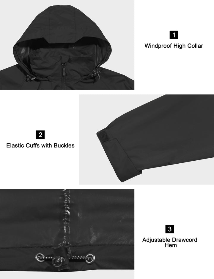Men's Lightweight Waterproof Rain Jacket Raincoat with Packable Hood YZF US-DK