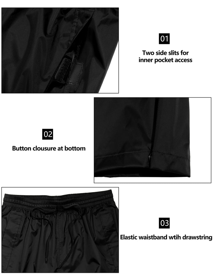 Men's Rain Pants Packable Waterproof Hiking Pants Windproof Breathable MP-US-DK