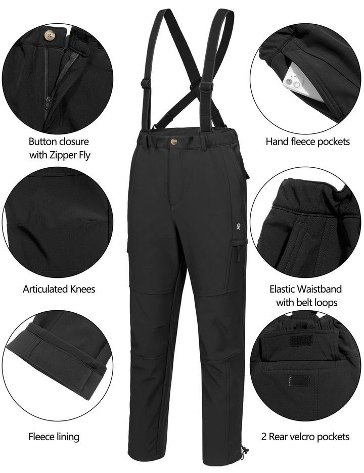 Men's Ski Bibs Insulated Water Resistant Windproof Snow Pants with Adjustable Suspenders MP US-DK