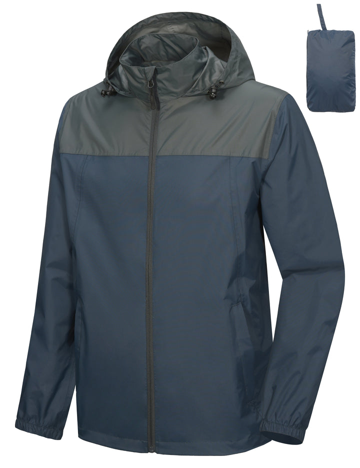 Men's Packable Waterproof Ultralight Rain Jacket Hiking Travel YZF US-DK