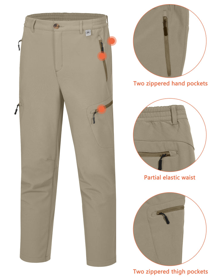 Men's Fleece Lined Insulated Softshell Snow Hiking Pants MP US-MP-CS