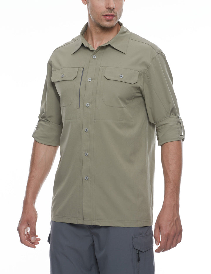 Men's Stretch Quick Dry UPF50+ Long Sleeve Hiking Shirt YZF US-DK