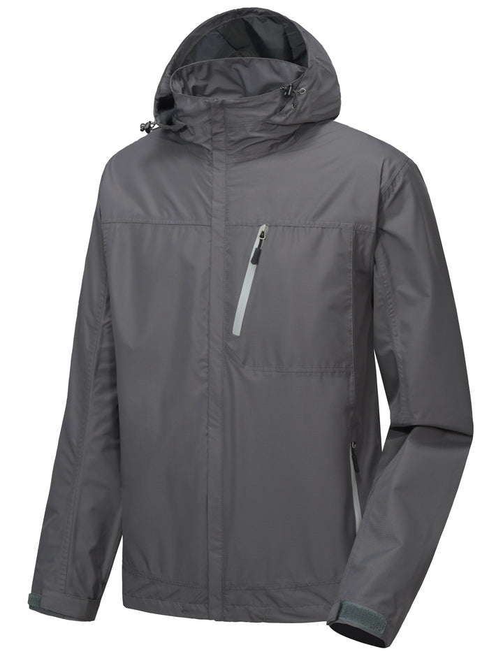 Men's Waterproof Hooded Hiking Travel Rain Shell Jacket YZF US-DK