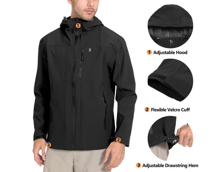 Men's Waterproof Windproof Rain Shell Hooded Jackets YZF US-DK