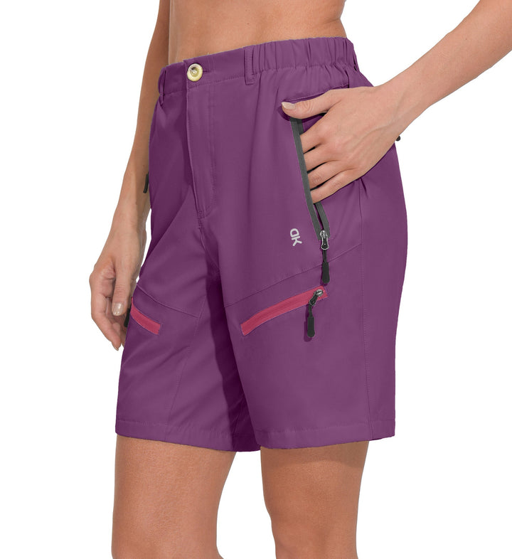 Women's 9 Inch Inseam Quick Dry Stretch Lightweight Cargo Shorts YZF US-DK