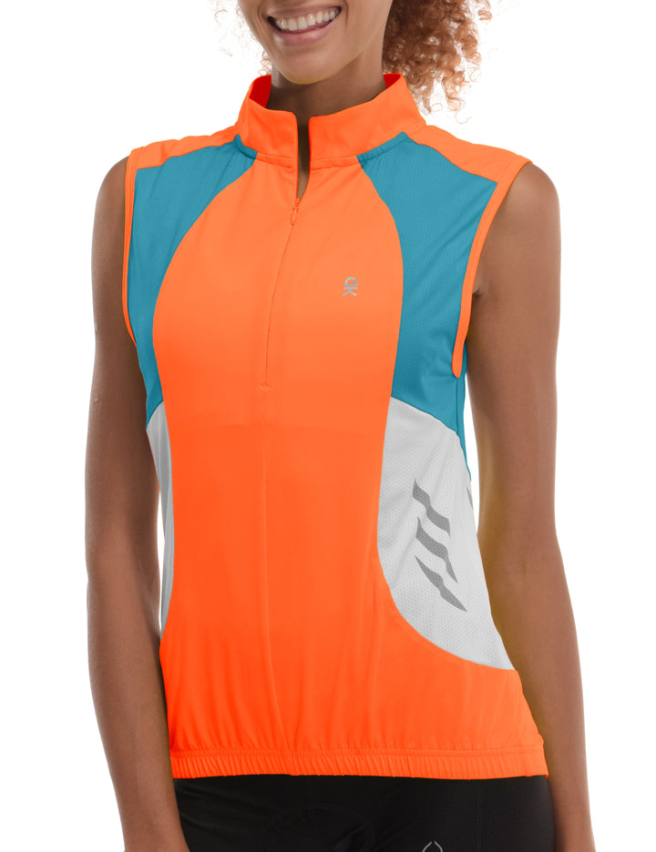 Women's Half Zip Reflective Breathable Cycling Vests YZF US-DK