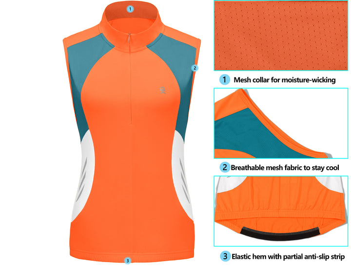 Women's Half Zip Reflective Breathable Cycling Vests YZF US-DK