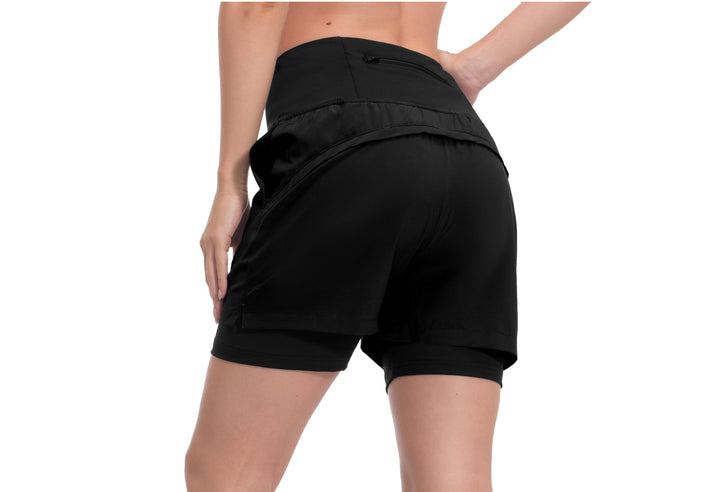 Women's High Waist Quick-Dry Running Shorts with Liner YZF US-DK