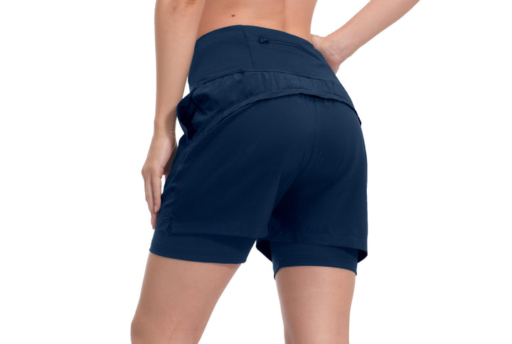 Women's High Waist Quick-Dry Running Shorts with Liner YZF US-DK