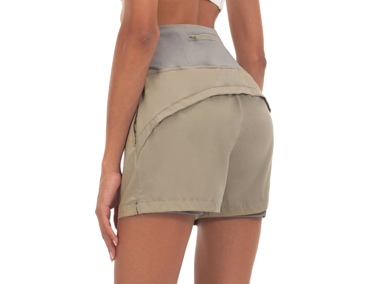 Women's High Waist Quick-Dry Running Shorts with Liner YZF US-DK