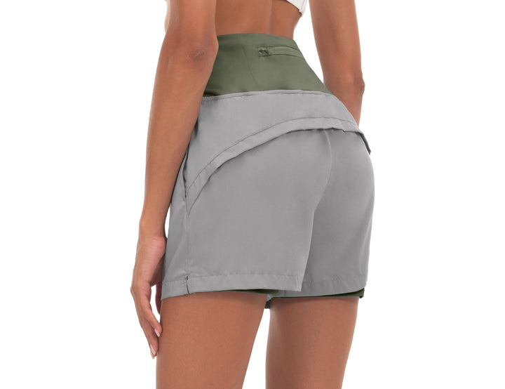 Women's High Waist Quick-Dry Running Shorts with Liner YZF US-DK