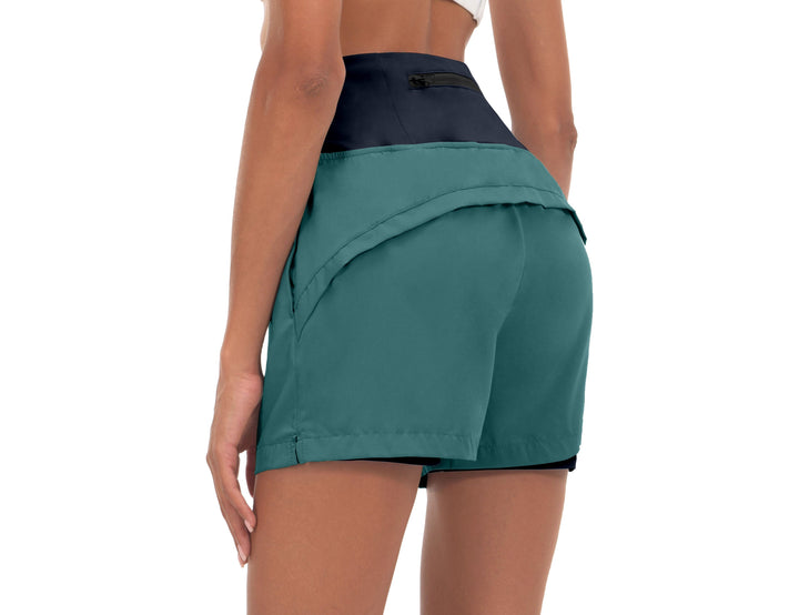 Women's High Waist Quick-Dry Running Shorts with Liner YZF US-DK