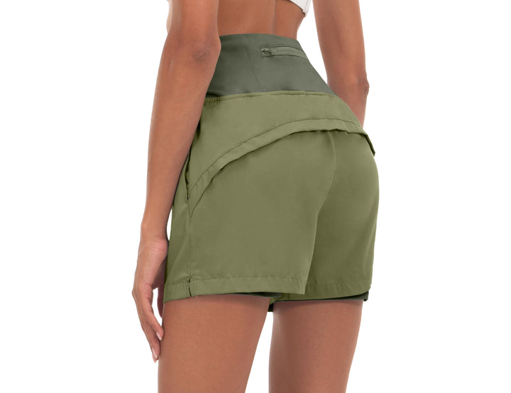Women's High Waist Quick-Dry Running Shorts with Liner YZF US-DK
