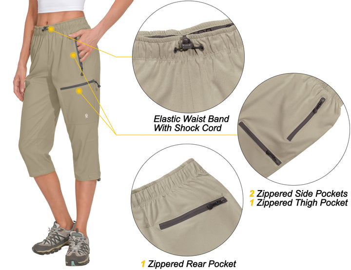 Women's Quick Dry 3/4 Pants Capri Hiking Travel Shorts YZF US-DK