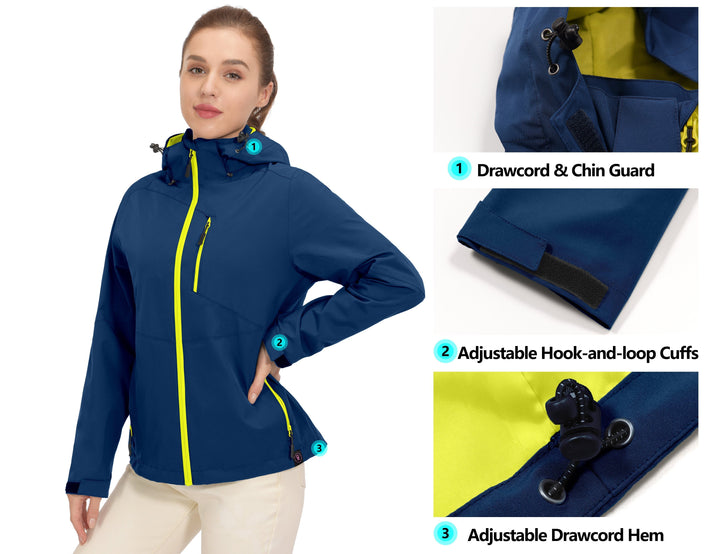 Women's Waterproof Breathable Detachable Hood Jacket YZF US-DK