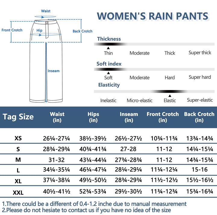Women's Waterproof Lightweight Rain Hiking Golf Pants MP US-DK