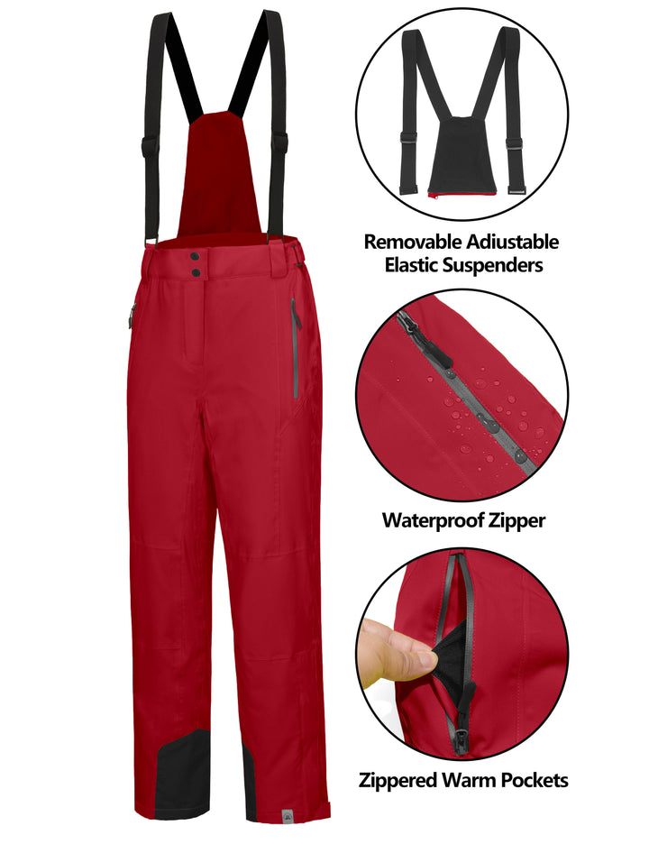 Women's Waterproof Windproof Ski Detachable Bib Pants MP US-MP